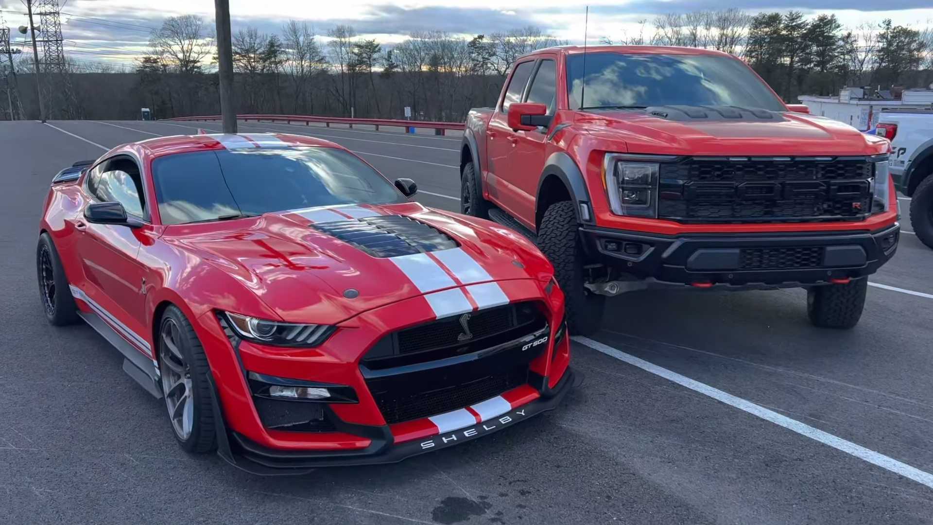 Ford Mustang Shelby GT500 Drag Races Raptor R In Family Feud