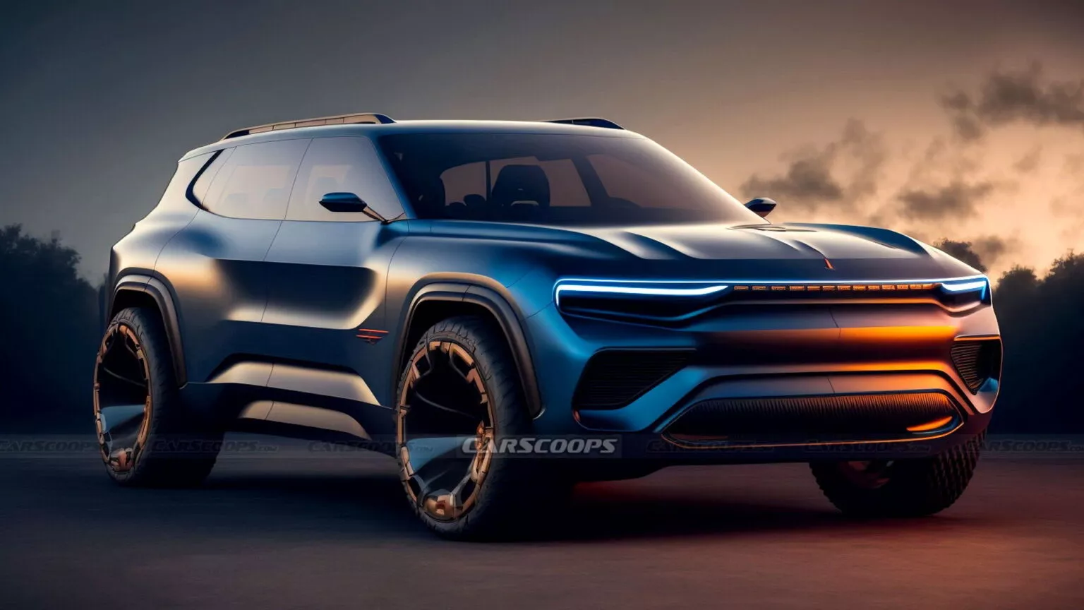 Rendering of the 2027 Dodge Rampage EV, the electric successor to the Durango