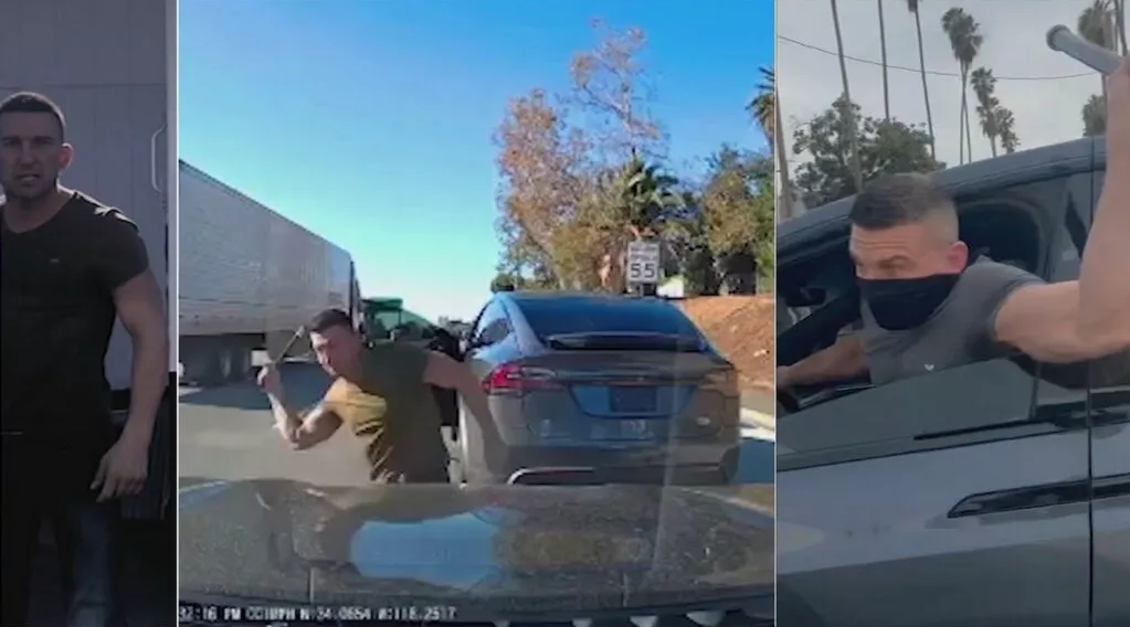 Tesla driver armed with pipe arrested on charges of consecutive road rage attacks (+Video)